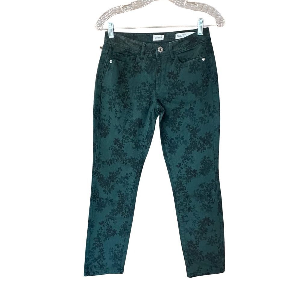 J. Jill Teal Green Floral Print Jeans